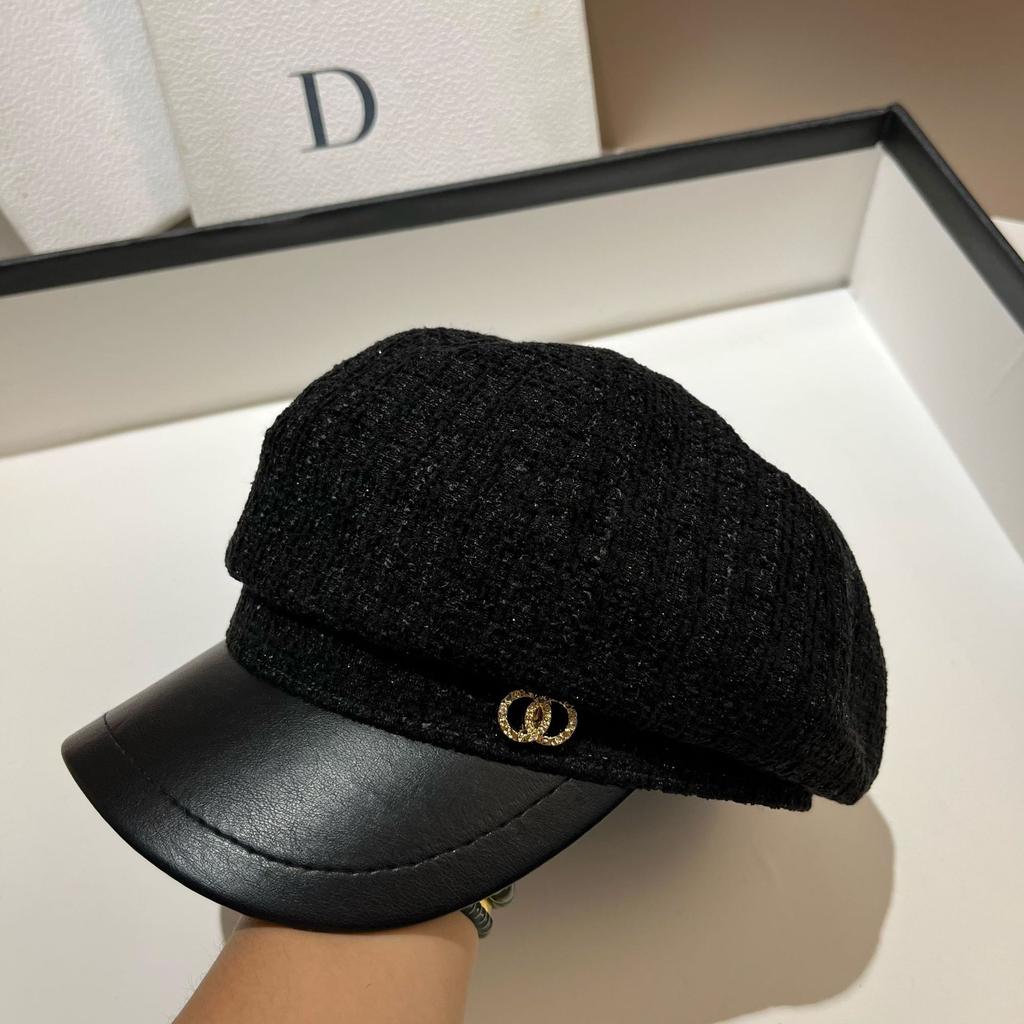 Last Order High Quality Spring And Autumn Octagonal Hat Small Fragrant Wind Fine Flash Cha Versatile Duck Tongue Navy Hat Women