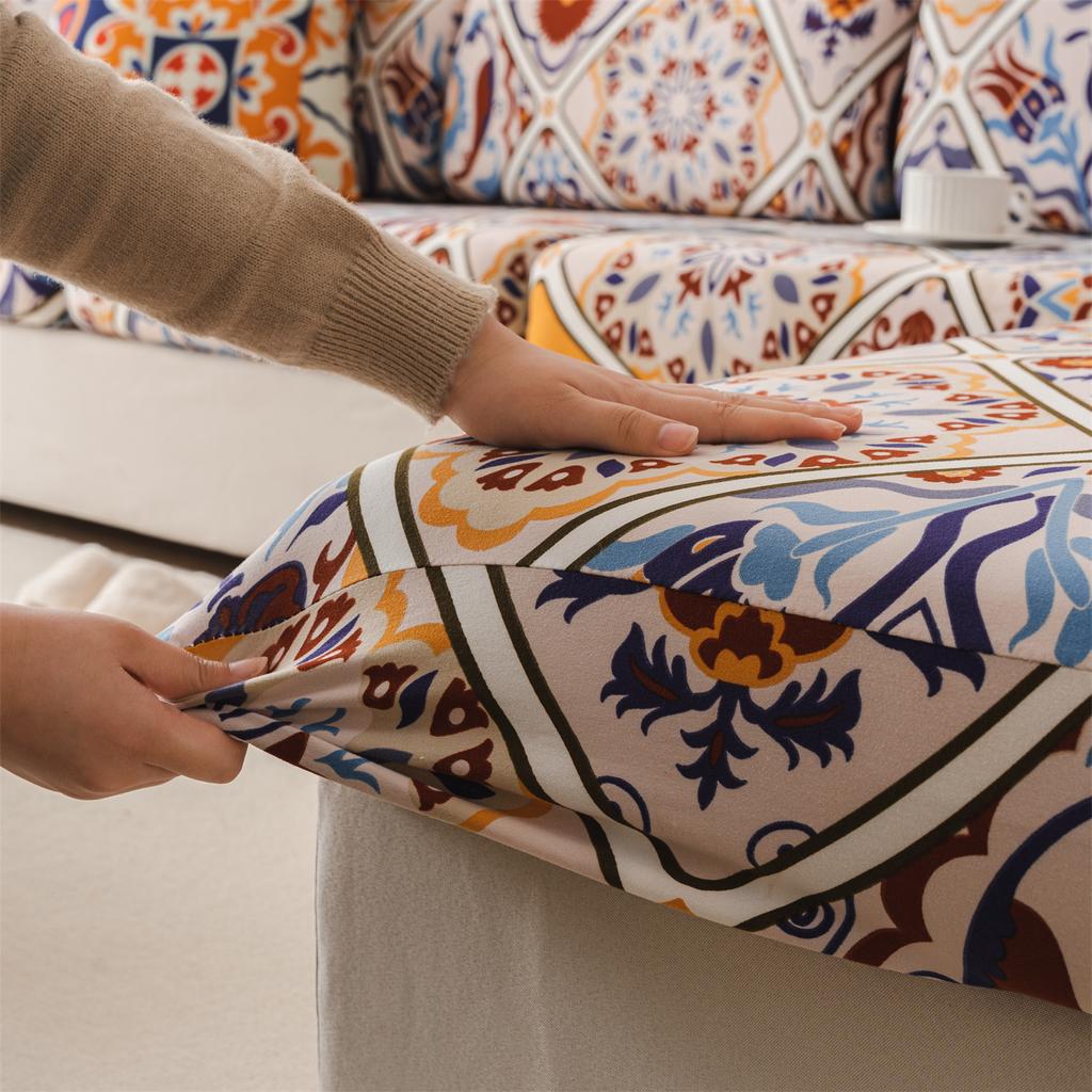 Funda Elástica para Sofá con Estampado Boho Cubre Sofá Cubre Sillón Para Sala de Estar Oficina Decoración del Hogar
