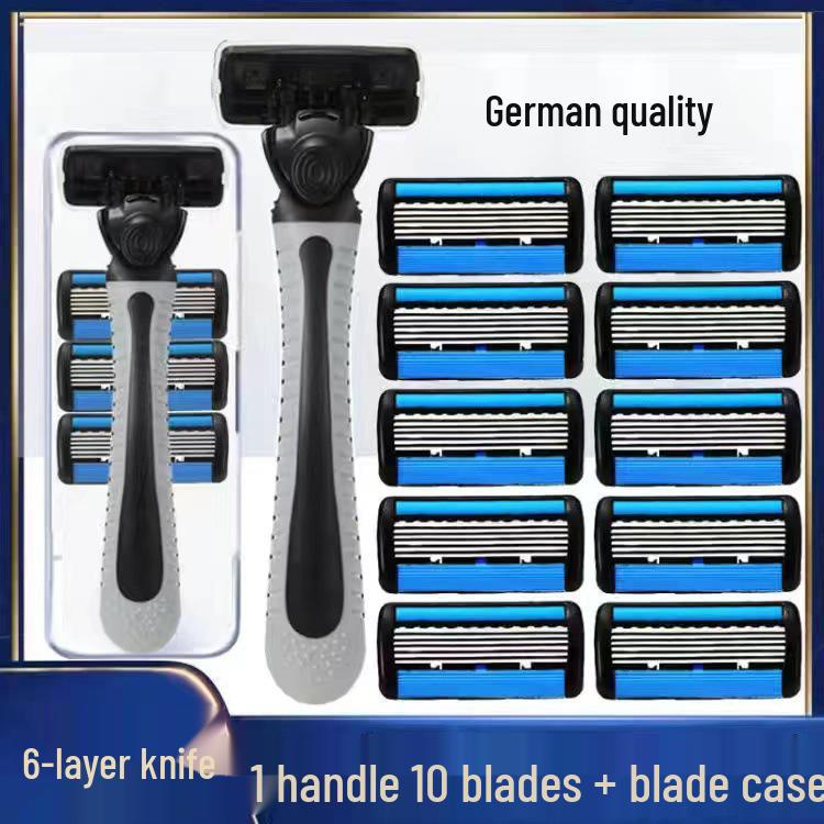 Six-Layer Scratch-Resistant Razor, Waterproof Universal Fit for Gillette, Stainless Steel Blade, High-Quality Men's Full Body Shaver