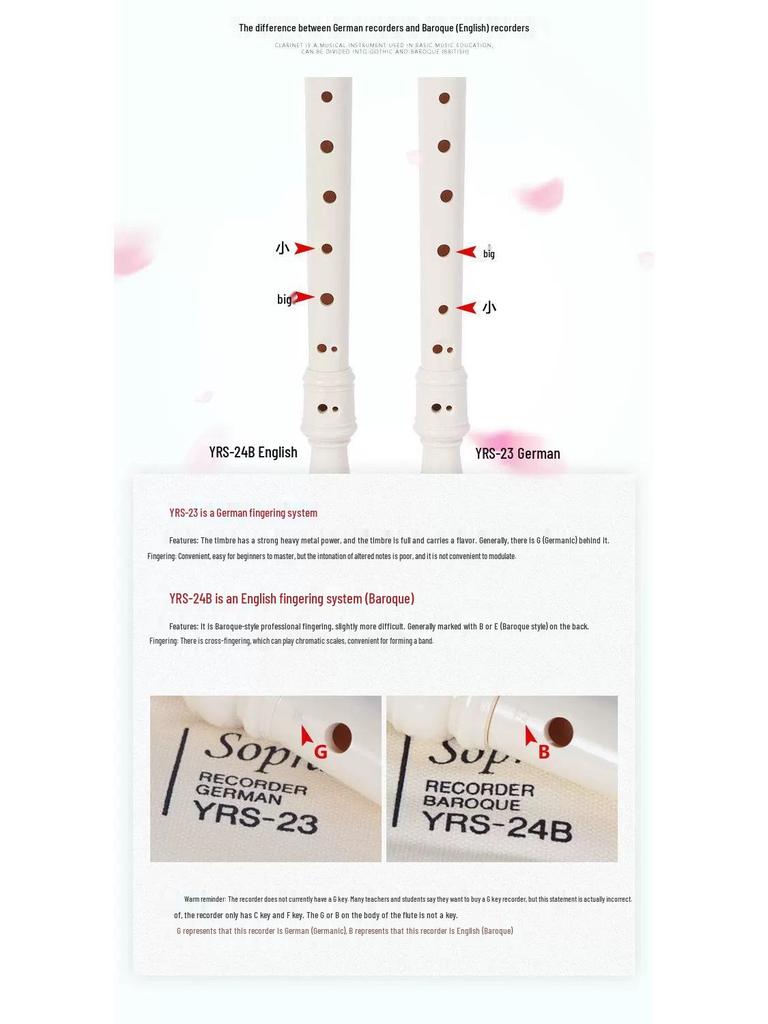 YMH Profesjonalny 8-otworowy flet prosty sopranowy w stylu niemieckim dla uczniów i dzieci