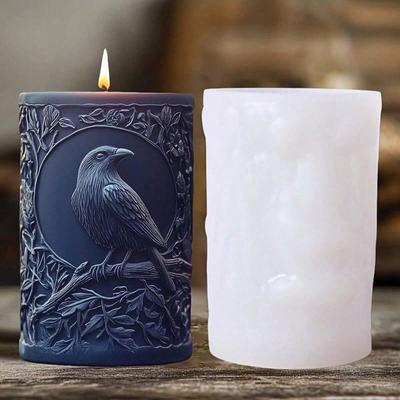 Bird Branch Relief Candle Silicone Mold Raven Design Plaster Crafts Mold 3D Relief Mold DIY Crafts