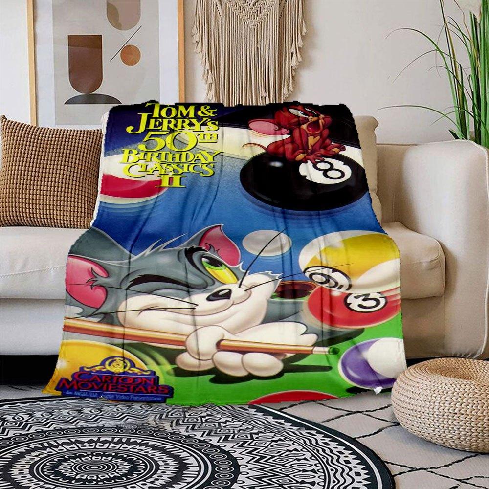 

Tom & Jerry s 50th Birthday Classics II VHSBlanket Flannel Throw Blanket for Sofa, Bed, Travel, Camping, Office 100x150cm