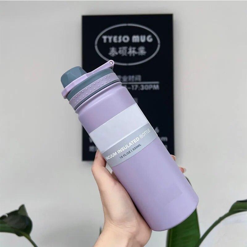 

530/750 мл термос из нержавеющей стали с ручкой, дорожная чашка для мужчин и женщин, кофейная кружка, прямая чашка 530ml фиолетовый