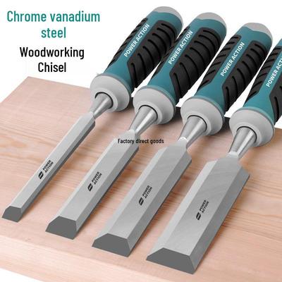 Premium Steel Woodworking Chisel Set - Flat, Through-Tang Chisels for Carpentry & Carving