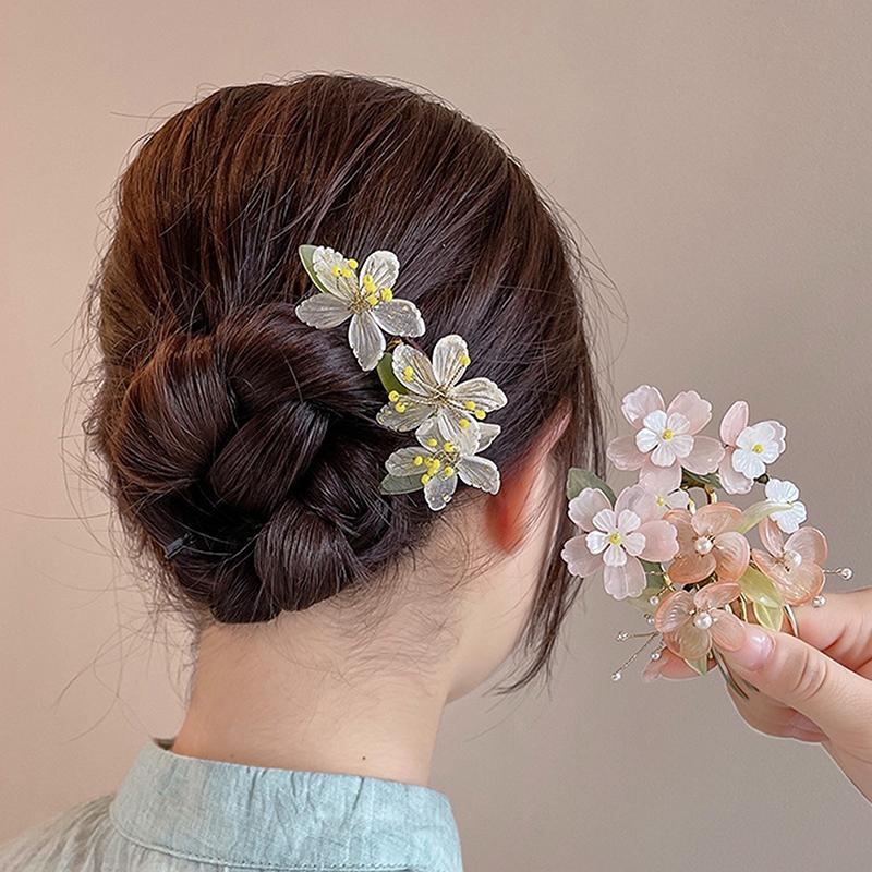 Classical Hair Comb Chinese Style Hair Stick U Shape Flower Cheongsam Hairpin For Hanfu Accessories