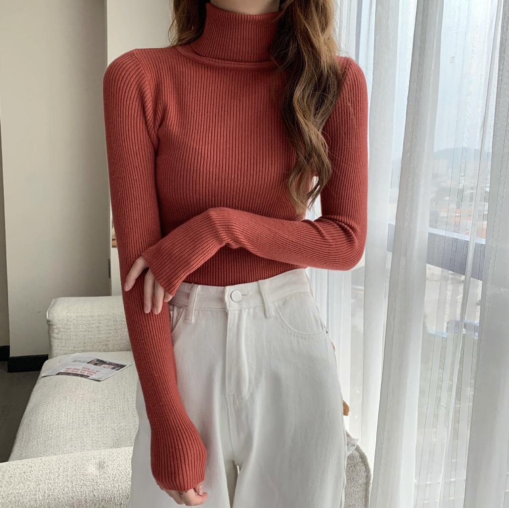 Žebrovaný svetr Dámské Svetry Svetr Zimní Tenký Rolák Pletené Svetry Dámské Měkké Teplé Pletené Svetry S Dlouhým Rukávem