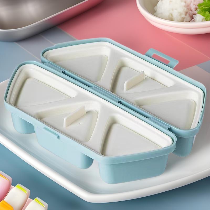 Creative triangular onigiri mold, Japanese-style 6-grid onigiri bento mold, lunch box, foldable and portable небесно-голубой
