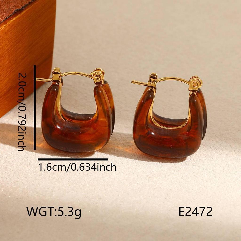 Vintage Amber Gradient Flower & Heart Stainless Steel Stud Earrings with Sun Pattern