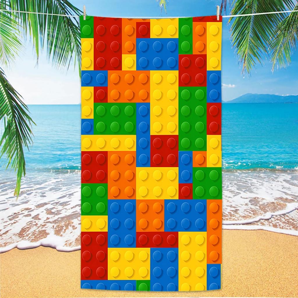 Striped Beach Towel, Digital Printing Thin Quick-Dry Anti-Sand Microfiber Lightweight for Swim Yoga Travel Gym Gift