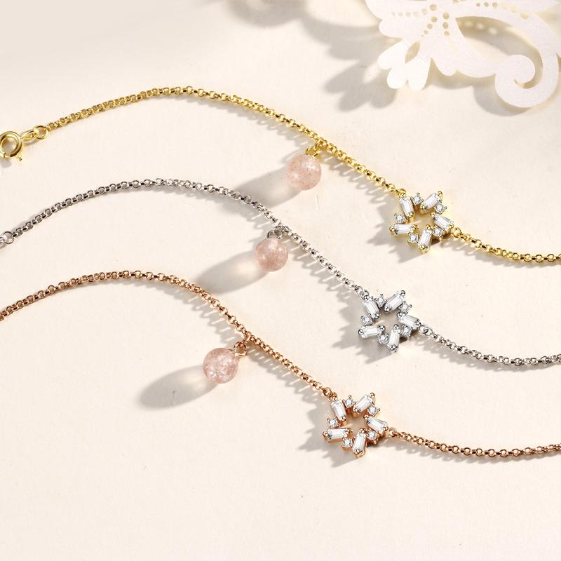 Star Bracelet Niche Design Ins Mori Strawberry Crystal Bracelet, Simple Transfer Bead Jewelry