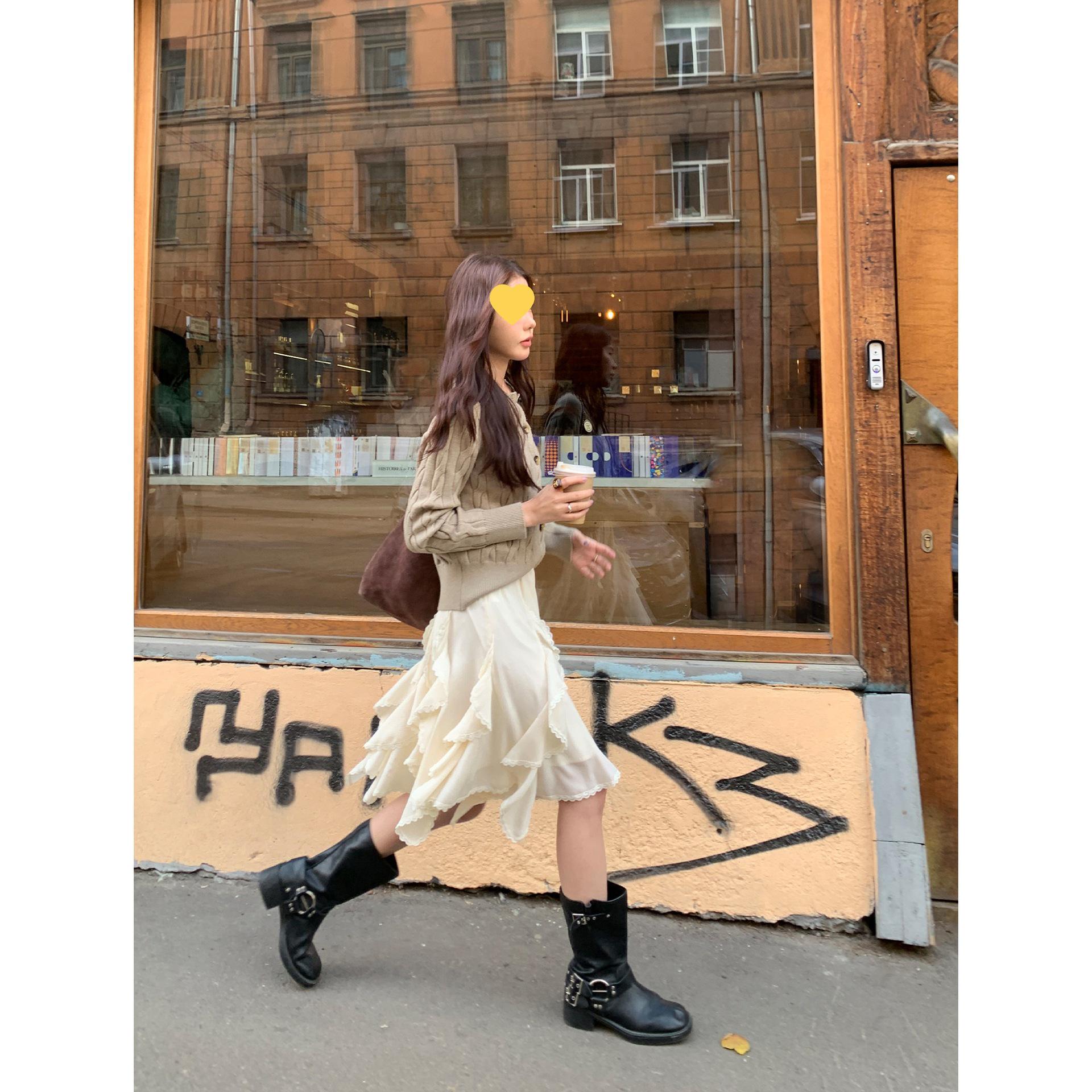 Cinderella Irregular Ruffle Lace Patchwork Skirt for Women Small