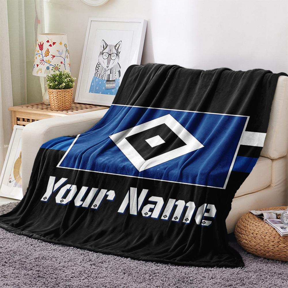 1PC Blue Diamond Emblem Custom Name Patterned Flannel Blanket Suitable For All Seasons For Home Decor Warmth And Comfort Gifts Holiday Present