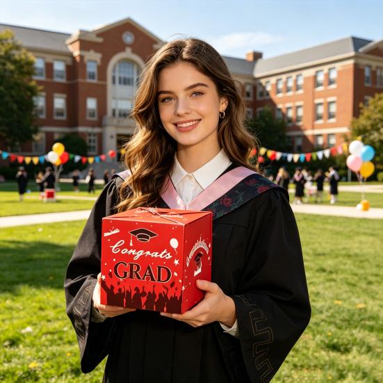 Bouncy Red Envelope Graduation Gift Box with Surprise Pop Up, Bouncy Envelope Gift Box for Graduation, Surprise Exploding Money Box for Graduation