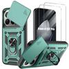 Hybrid Case - E.F.CONNECTION - for Xiaomi 15T Pro - with Anti-Scratch Camera Cover - Green - 2 Glasses