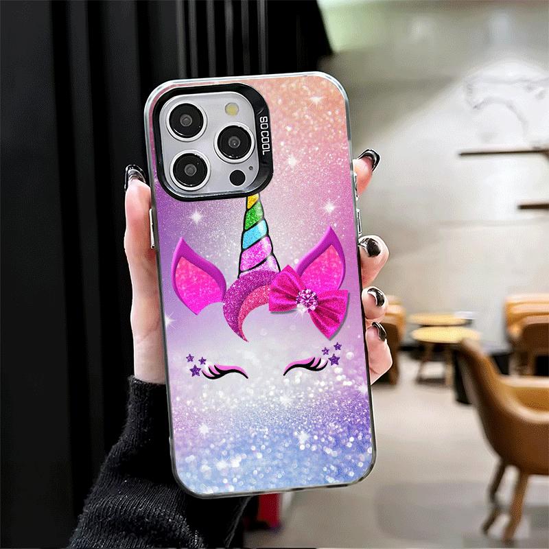 Pink Unicorn Rainbow Shockproof Phone Case for iPhone 17 Air 16 16E 15 Pro Max 14 Plus 13 Mini 12 Back Cover Anti Fall Fundas