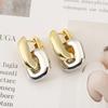 Oval Shape Gold Plating Earrings Copper Base U-Shaped Earrings Drop Earrings  Patchwork Design