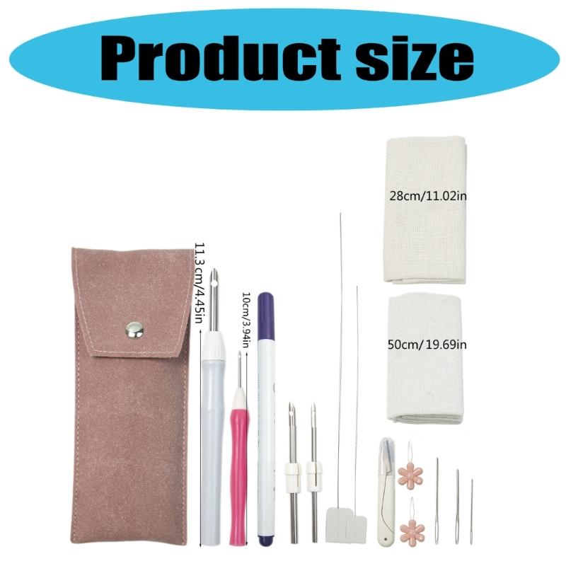 Punching Needle Set for Beginner Includes Embroidery Fabric Adjustable Embroidery Pen Needle Scissors and Threader