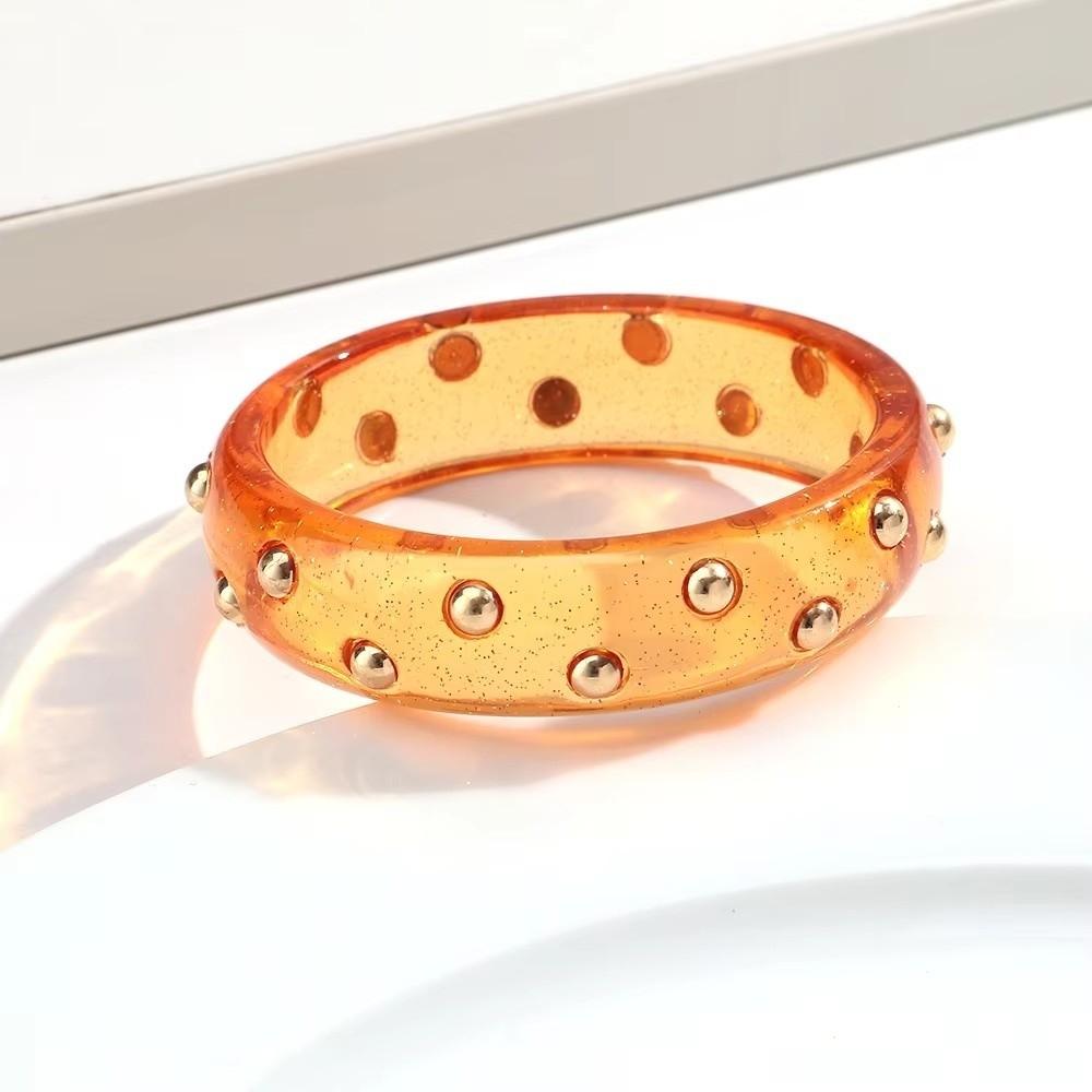 Glitter Metal Studded Bangle Adjustable Statement Bracelet Vintage Wide Bangle Women