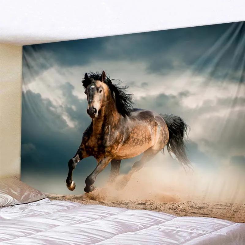 VIKAMA Mandala Tapestry 3D Horse Visual Illusion Large Geometric Wall Hanging Bohemian Hippie Home Art Decor for Bedroom