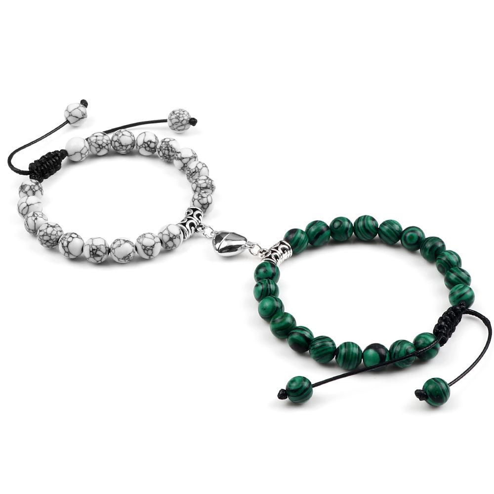 Magnetic Heart Bracelet Pair - Handmade Woven Design for Couples or Best Friends