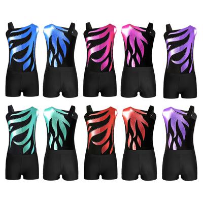 2Pcs Kids Girls Sleeveless Gymnastics Leotards Ballet Dance Bodysuit Unitards with Shorts