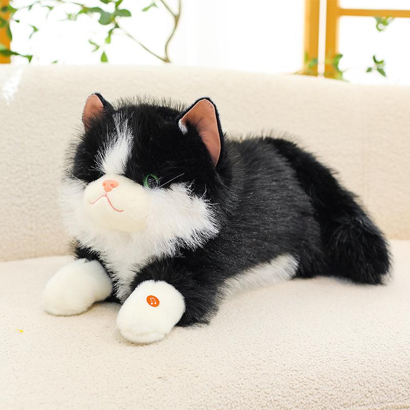 4 Styles Lifelike Cat Plush Toys Lovely Fluffy Lying Prone Ragdoll Cat Doll Warm Cozy Throw Pillow Kids Companion Home Decor