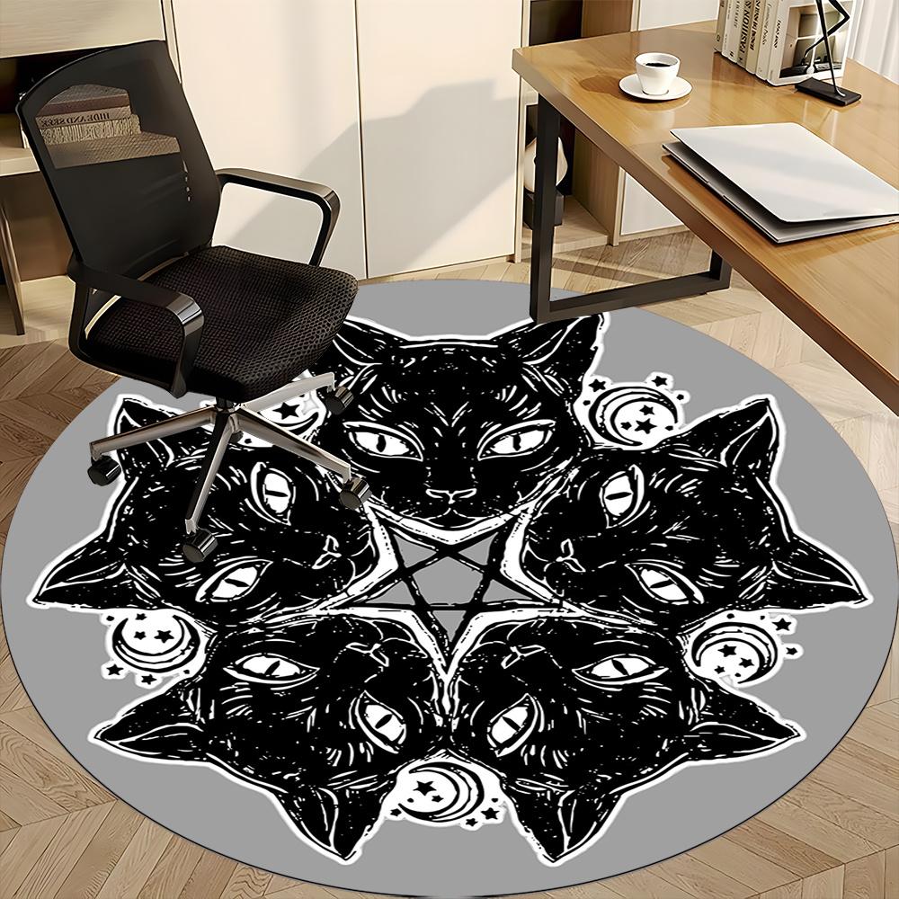 1pc Witchcraft Cats Office Round Area Rug, Indoor Mat Suitable ForOffice, Under Office Chairs Bedroom Living Room Home Decor, Room Deco u76