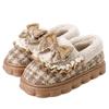 Bow Cotton Slippers Women's Winter New Indoor Home Thick-bottomed Velvet Thermal Bag and Slippers Winter