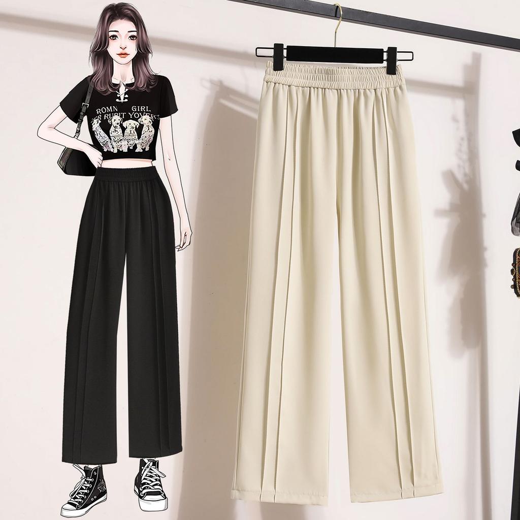 Plus Size Summer Long Pants Women Pants Loose Draped Straight Casual Female Basic Trousers Wide Leg Pants