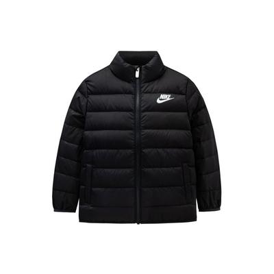 Down Jacket Logo Print Stand Collar Zipper Kids Jackets Black NY2242044GS-001