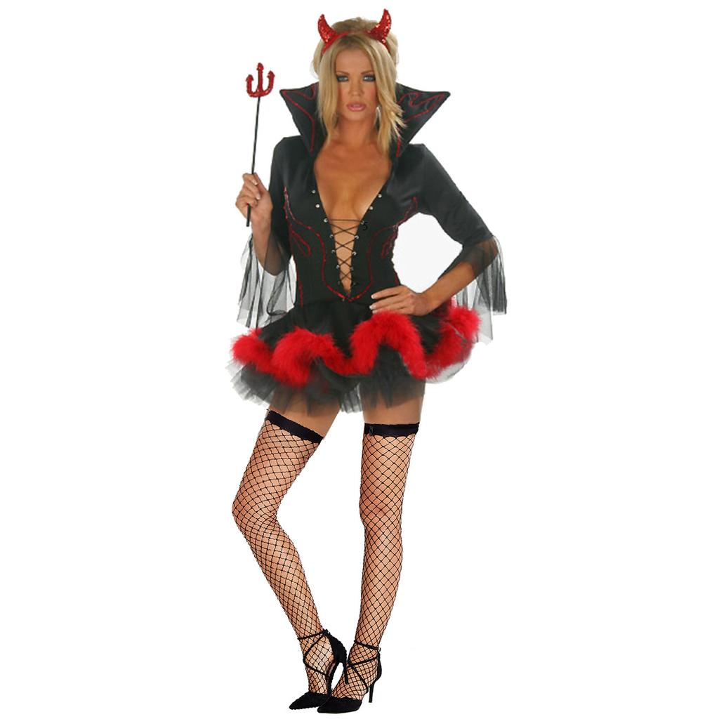 - Halloween Vampire Female Devil Costume, Goth Queen Cos Horn Witch Little Devil Party Costume
