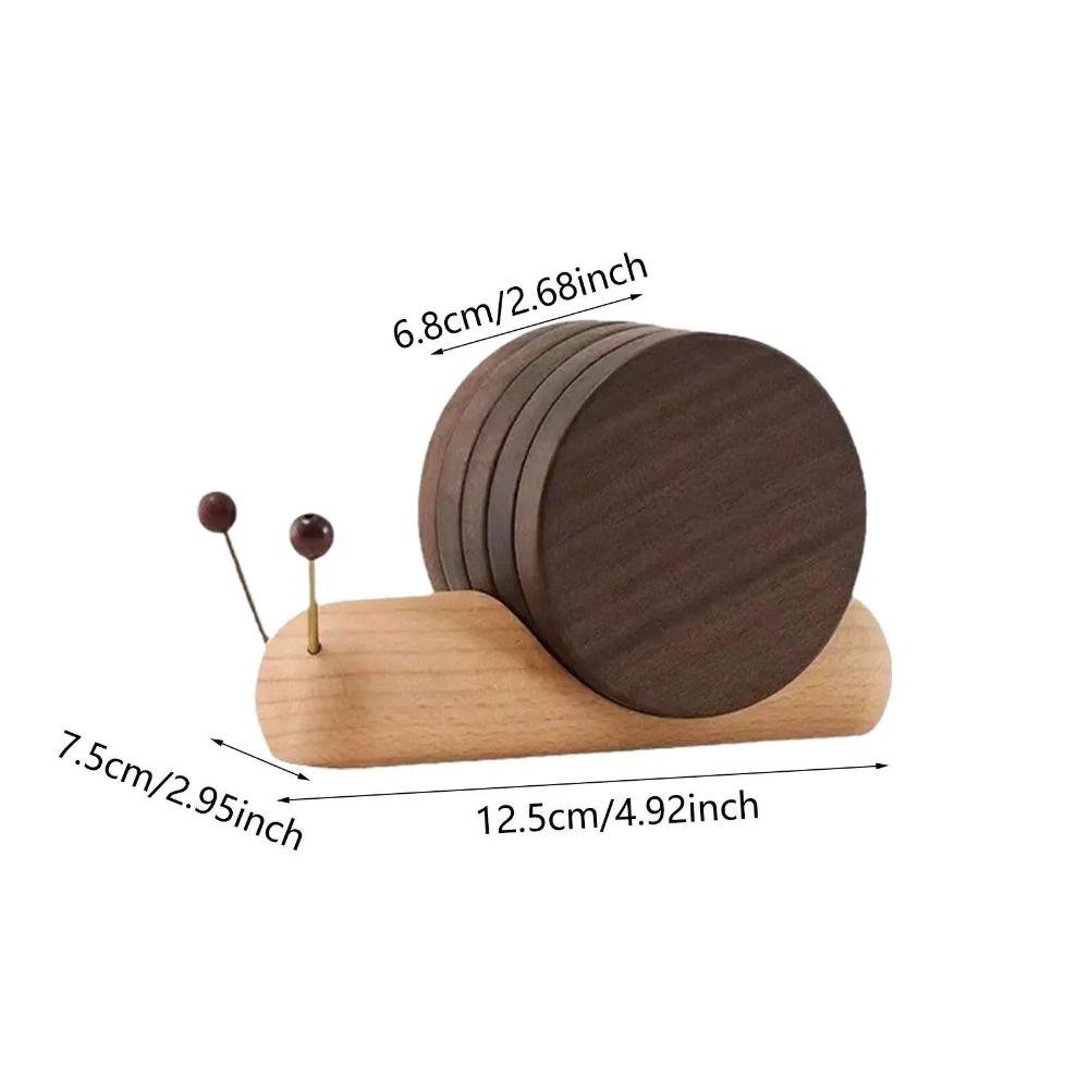 Snail Shape Tea Cup Mat Walnut Wooden Tea Tray Round Table Insulation Pad  Living Room