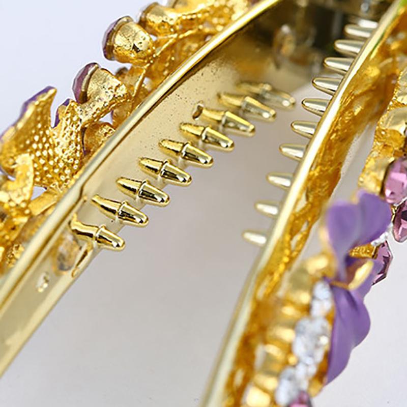 Women Elegant Crystal Diamond Hairpin Resin Butterfly Shaped Banana Hair Clip Claw Ponytail Holder Headwear Barrette