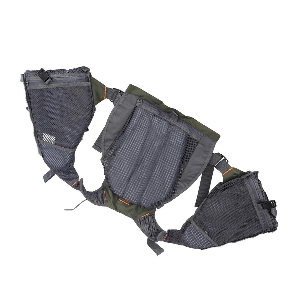 Strap Fishing Vest Adjustable for Men Women for Fly Bass Fishing Outdoor Activities Multiple Zippered Pockets Breathable Green