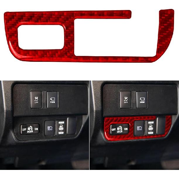 NVCNX Real Premium Carbon Fiber Compatible with Toyota Tacoma 2018      Accessories Car Bed Light Switch Button Panel Cover Interior Trim Red Bed Light Switch Button P