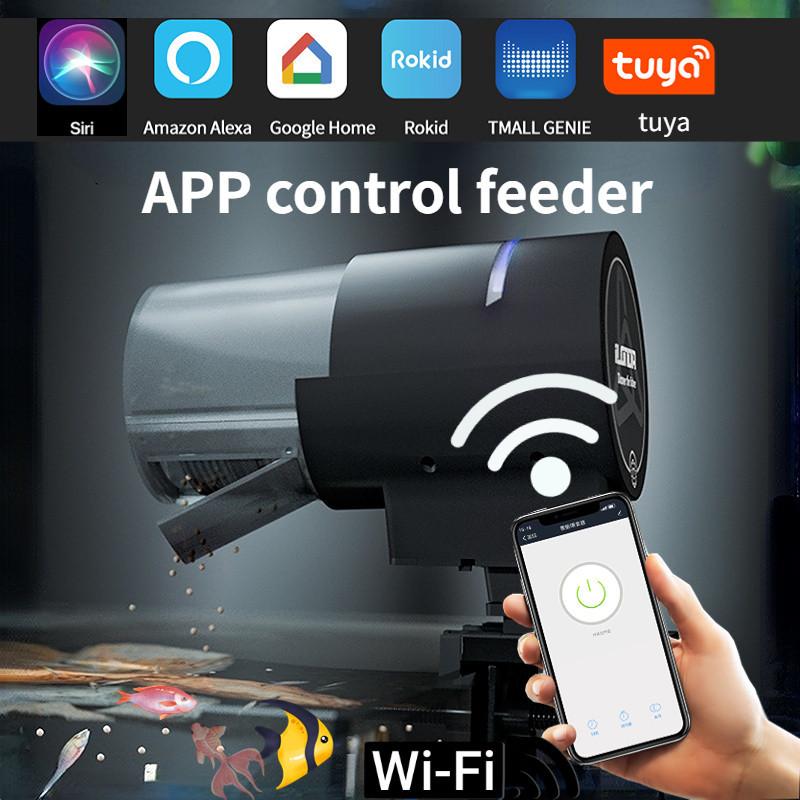 200ml/100ml/450ml/200ml Intelligent Timing Food Dispenser Wifi Smart Phone App Remote Control Fish Feeding Device Automatic Aquarium Fish Tank Feeder