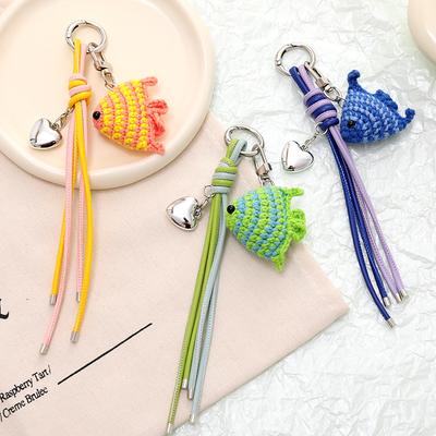 Ladies' Bag Pendants Cartoon Cute Handmade Weave Fish Kawaii Sweet Verstaile Bag Accessories Multifunctional Keychains For Girl
