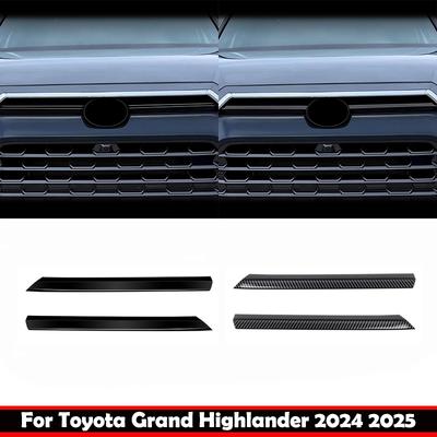For Toyota Grand Highlander 2024 2025 Exterior ABS Carbonfiber Front Bumper Grille Cover Grill Up Mesh Net Decorative Strip Trim