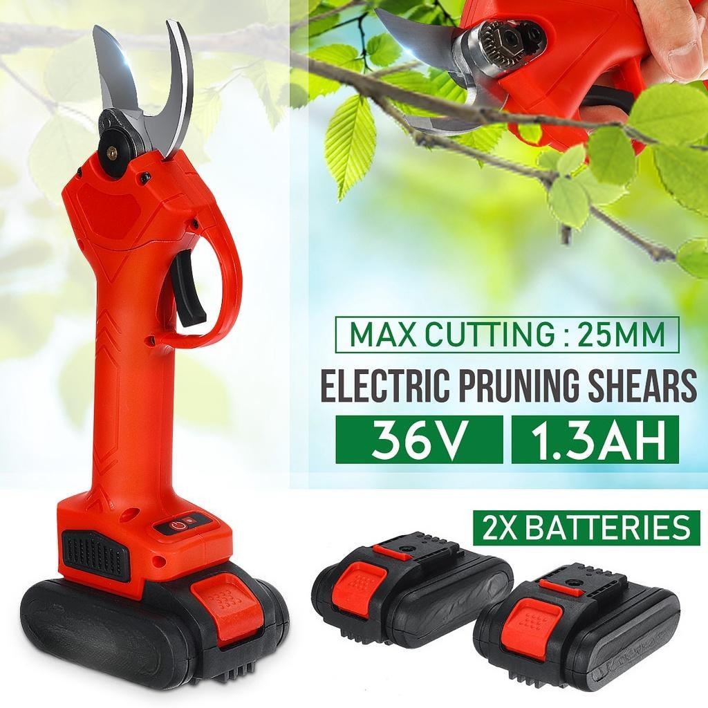 36V Rechargeable Pruner Trimmer with 2 Li-on Battery Garden Cordless Electric Pruning Shears Sharp- Blade Cutter