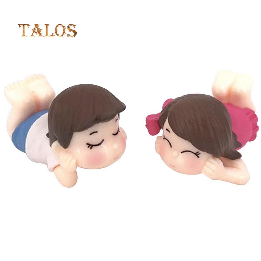 2Pcs Cute Lovers Boy Girl Lying On Front Miniature Garden Bonsai Dollhouse Decor Home Garden