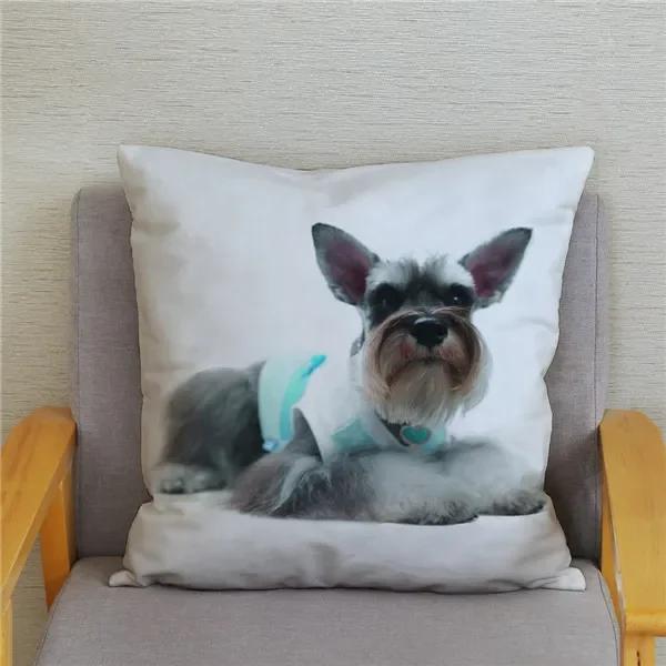Home Bedroom Pillowcase Cute Schnauzer Print Cushion Cover Decor