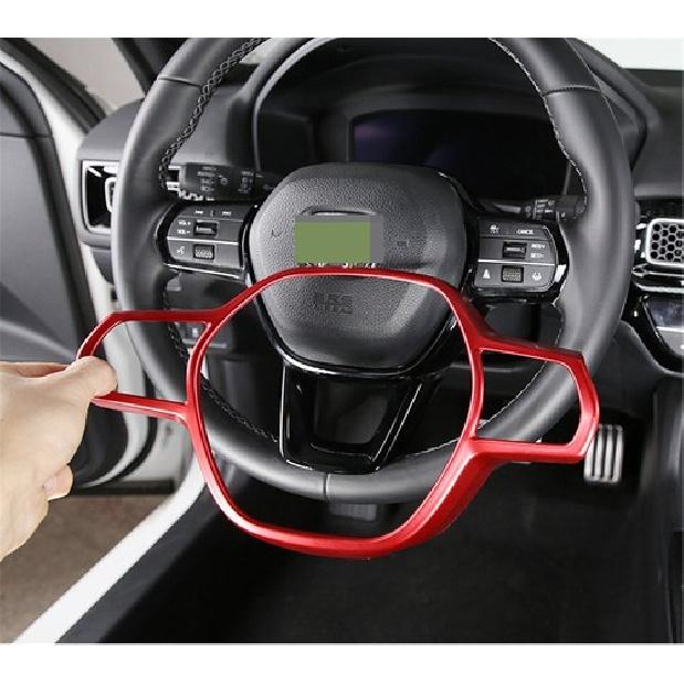 Red ABS Interior Steering Wheel Panel Cover Trim For Honda Civic 11th 2022 2023
