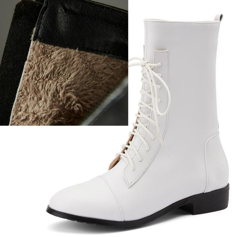 

Модные ботильоны из натуральной кожи, женские повседневные зимние короткие ботинки, модная обувь на шнуровке, черно-белая, женская обувь, большой размер 46 48 40