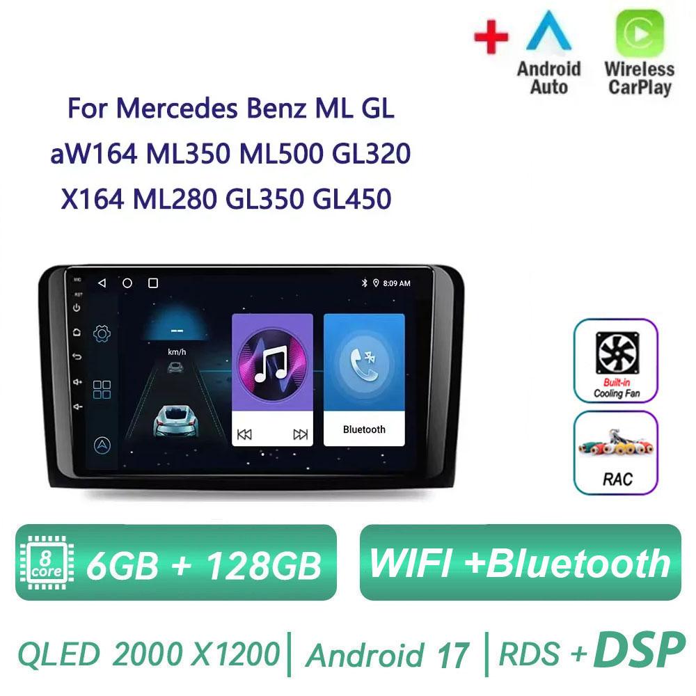 Autoradio Android 17 pour Mercedes Benz ML GL aW164 ML350 ML500 GL320 X164 ML280 GL350 GL450 4G BT CarPlay sans fil