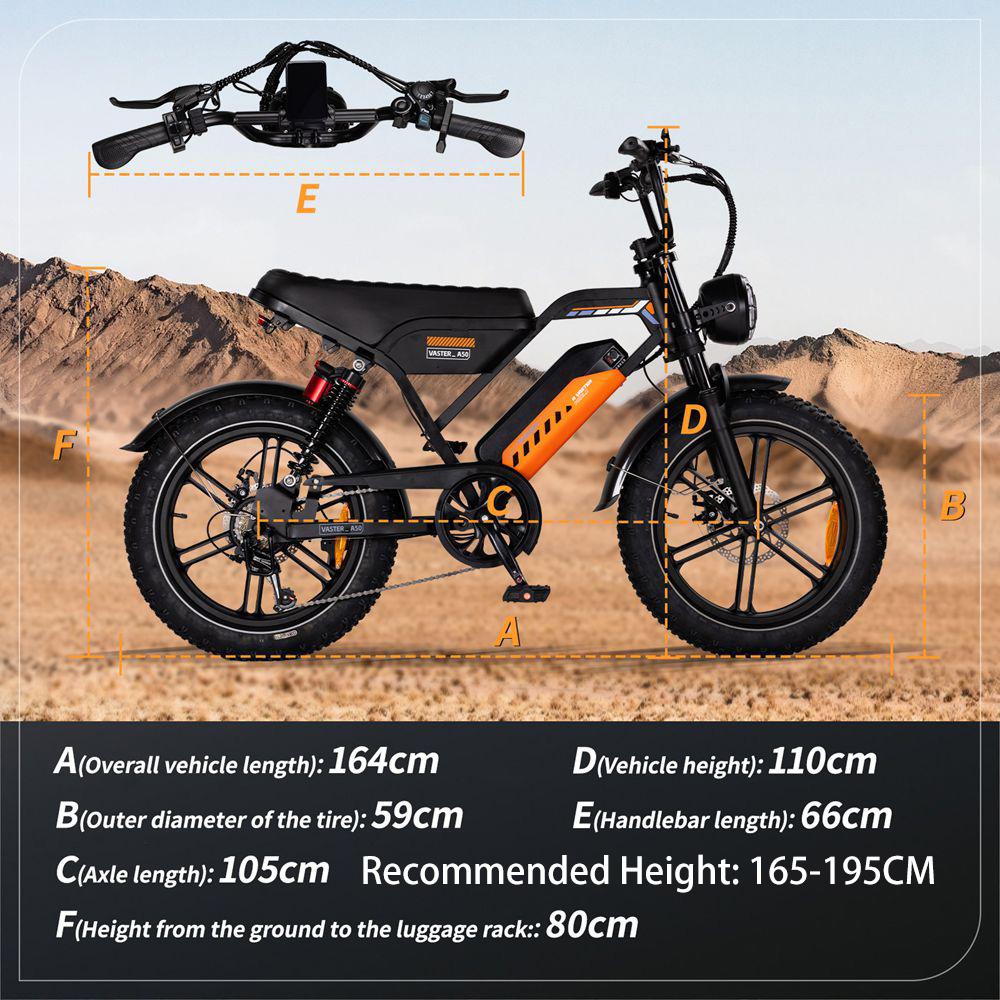Elektrofahrrad Avdl A50 250W Motor Doppelscheibenbremsen 7 Gänge 20" Fat Tire Erwachsenen Elektro-Mountainbike 48V 15,6Ah Max. Last 150 kg