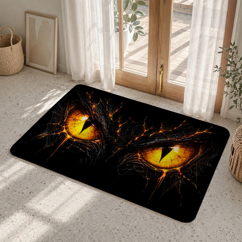 Cartoon Yellow Energy Eye Floor Mat Flannel Rug Non Slip Absorbent Soft Washable For Entryway Hallway Bathroom Kitchen Decor