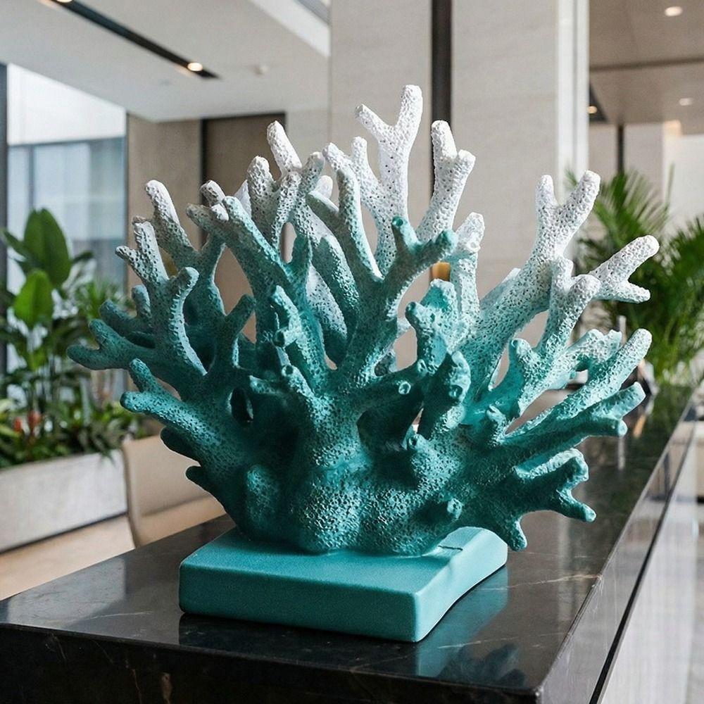Resin Artificial Coral Statue Realistic Colorful Simulation Coral Ornament Gradient Non-slip Faux Coral Decoration