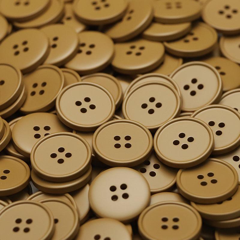 MOSN Reversible Wool/Fur Trench Coat Buttons: Four-hole, Thin-edged, Spray-painted, Multi-colored.