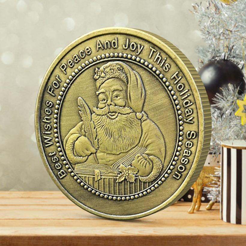 

Christmas Day, bronze coins, distributing gifts, metal small gifts, commemorative medals, playing with coins
