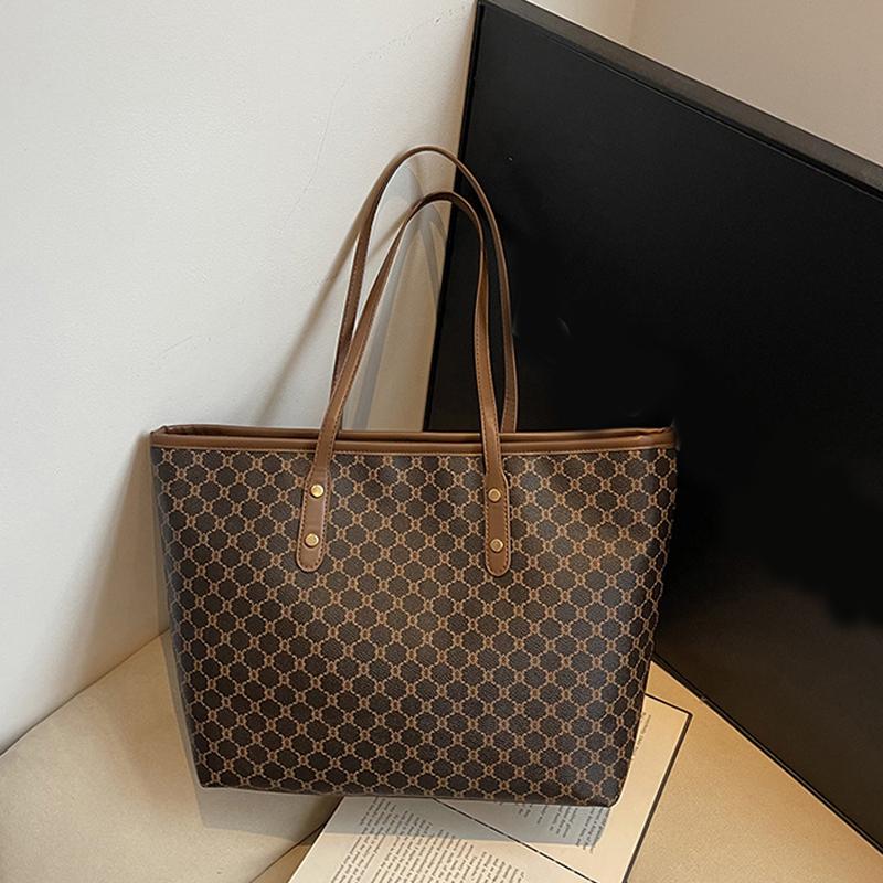 

Классическая винтажная сумка-тоут с буквенным принтом, большая вместимость, женская сумка из искусственной кожи через плечо